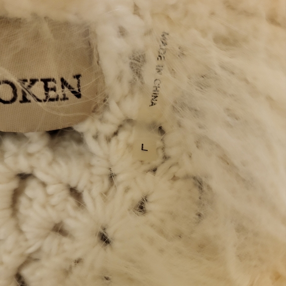 Love Token Crochet Fox Fur Collar Cardigan,Sweater,Jacket Size Large Ivory - Picture 8 of 13